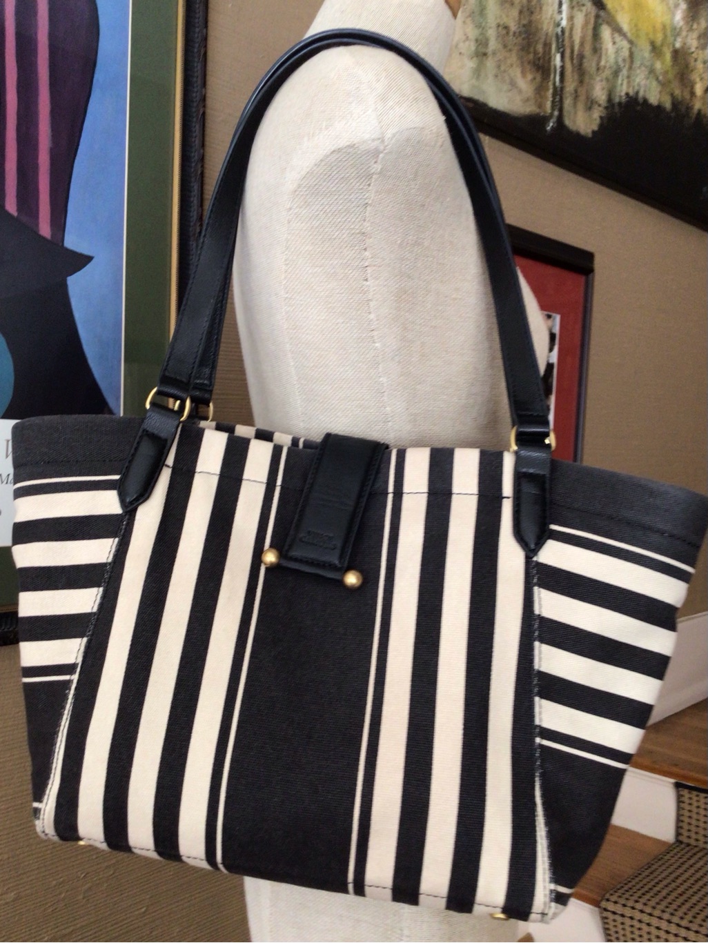 Vince Camuto Striped Canvas Tote
